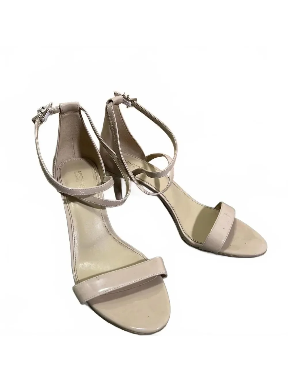 MICHAEL Michael Kors Nude Patent Leather Ankle Strap Heels Size 8 M